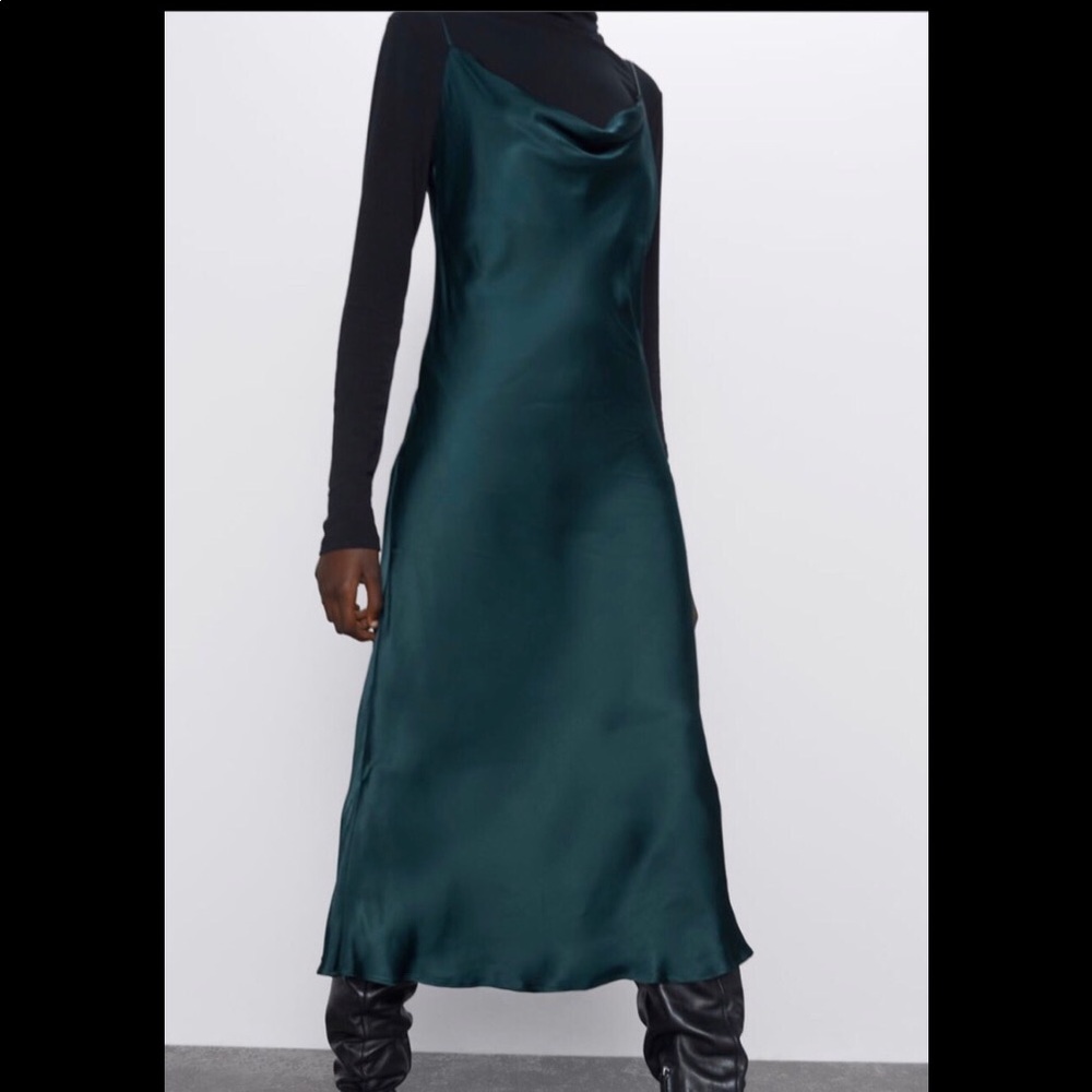 Zara emerald slip dress 😍